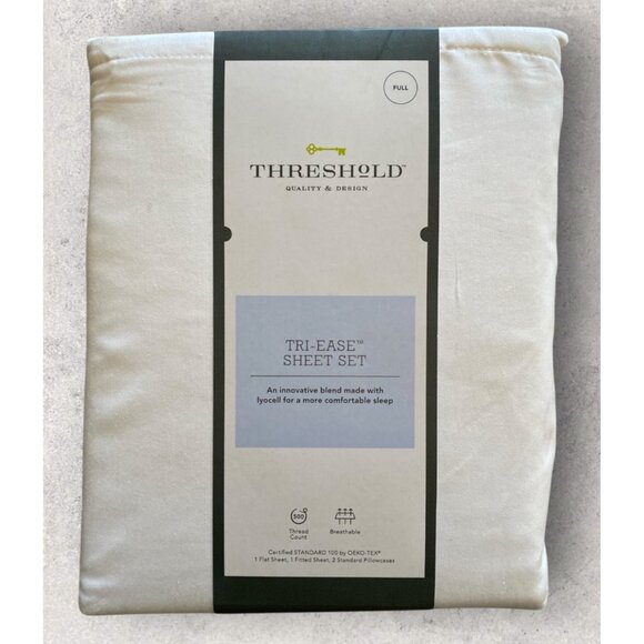 Threshold Tri-Ease Sheet Set 500 Thread Count Full White NEW - Picture 1 of 4